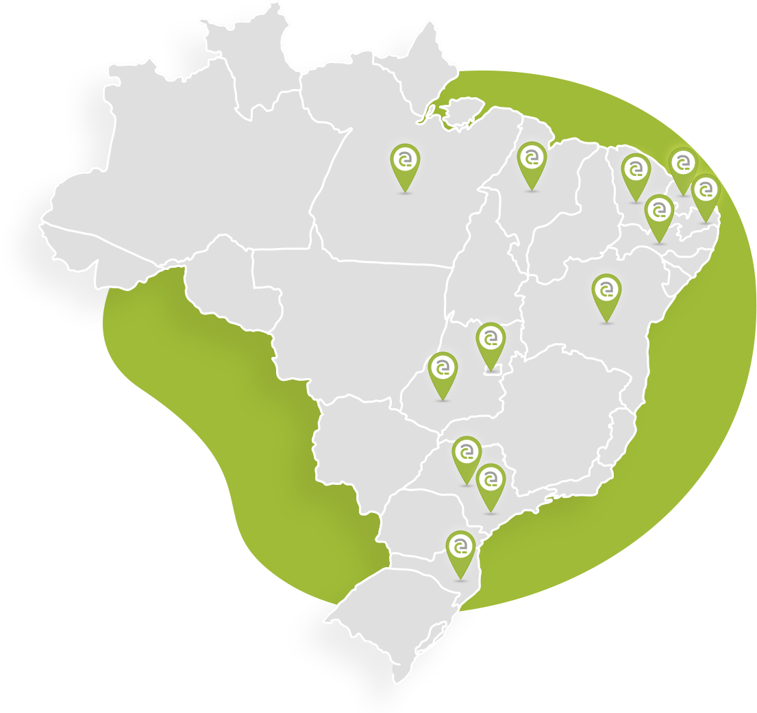 Mapa do Brasil com marcações nos estados